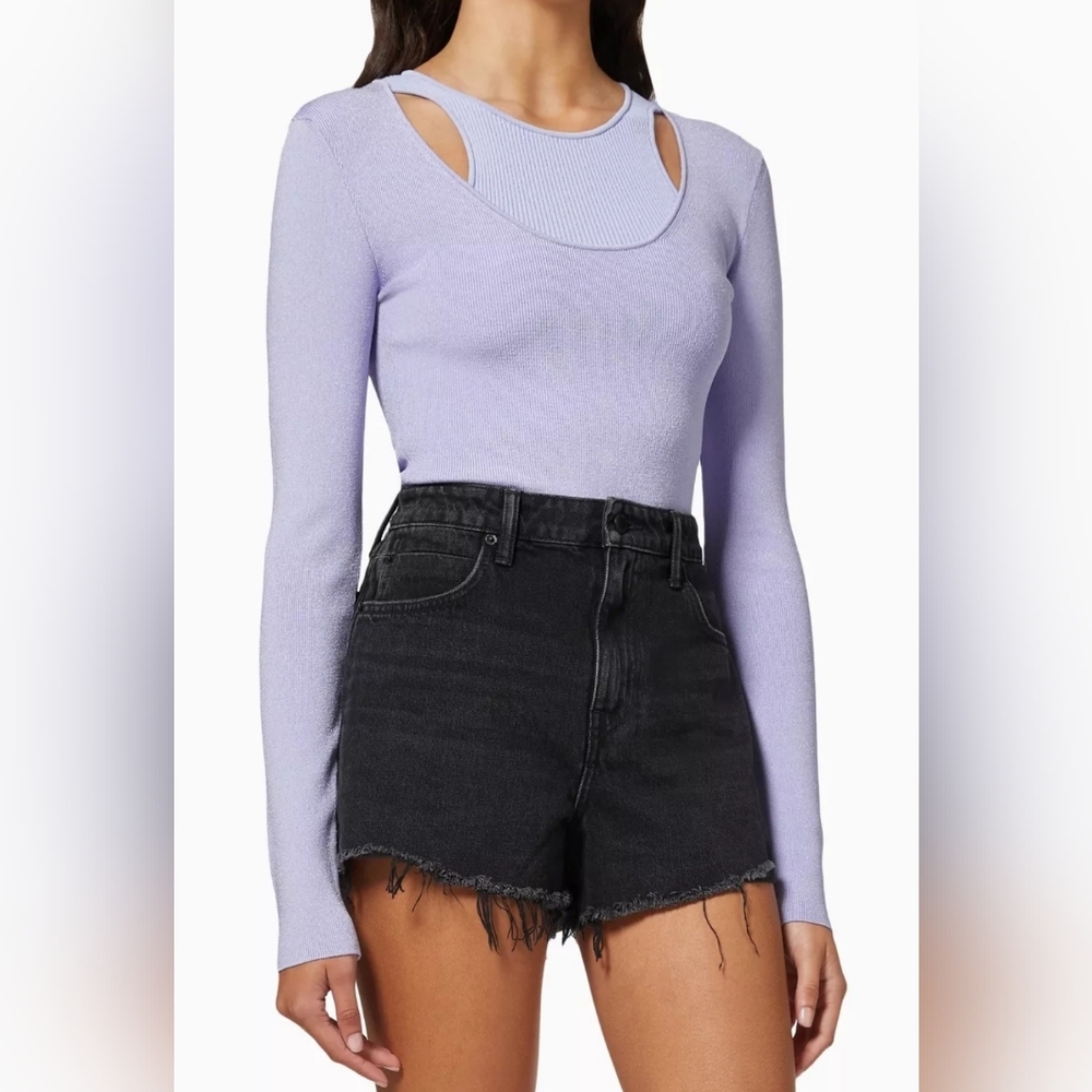 Gauge81 Lilac Purple Gyda Ribbed Long Sleeve Layered Bodysuit Size L